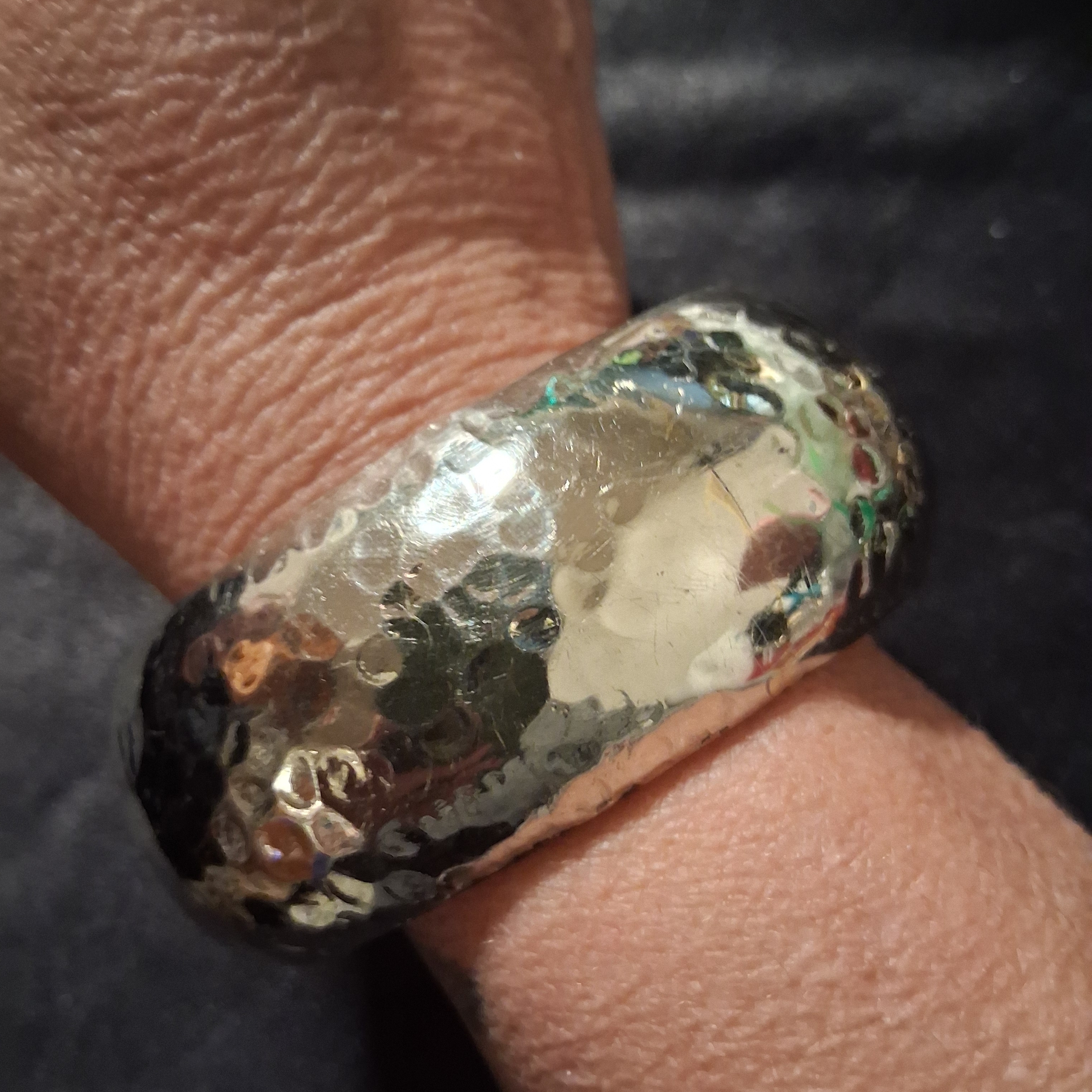 Vintage Mexico Sterling Silver Wide Bangle Bracelet Hammered 145$